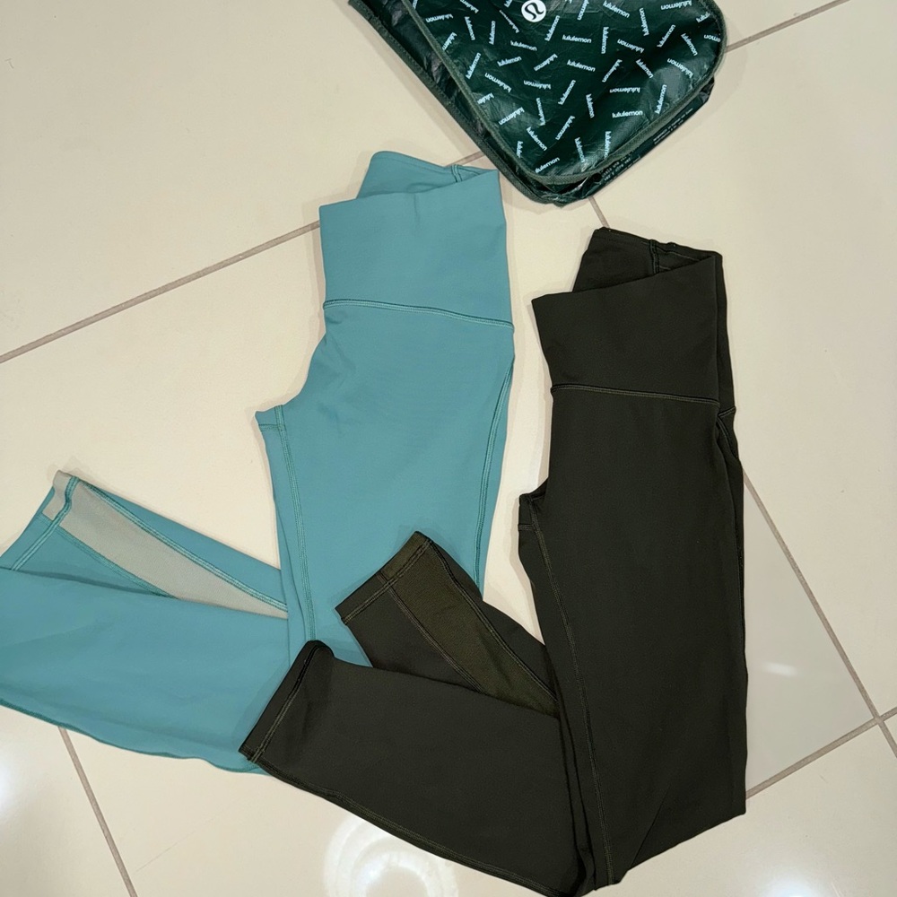 lululemon athletica Women's Teal and Dark Green Leggings